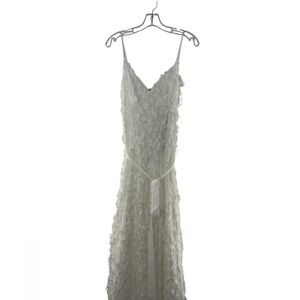 NWT U Collection Wihite Spaghetti Strap Texture A line Midi Dress 8